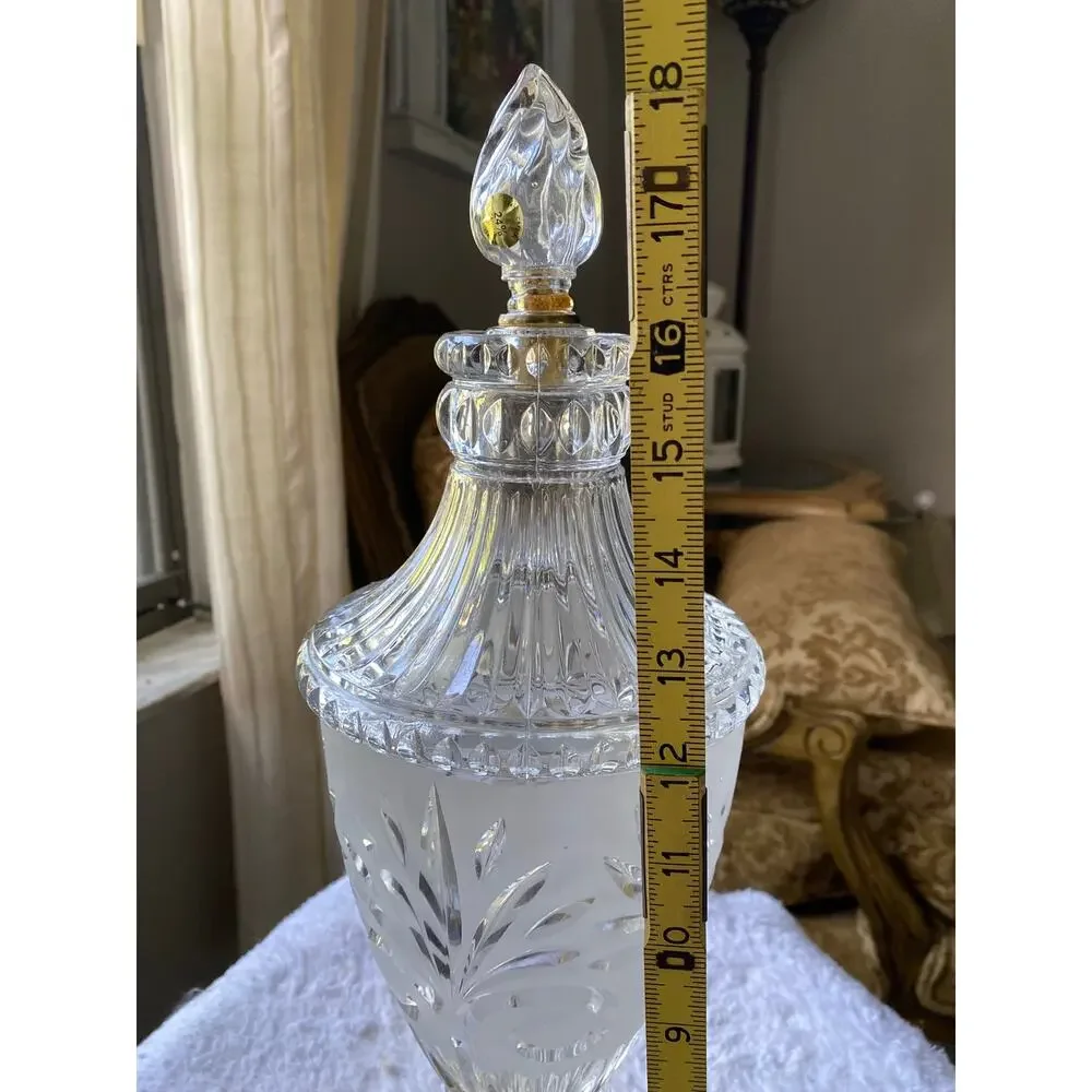 vintage Zajecar crystal table lamp features intricately cut lead glass